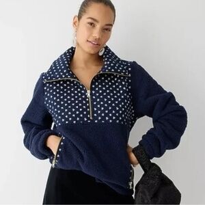 J. Crew Quilted Sherpa Fleece Half-Zip Pullover Sweater 2022 Oversized XS
